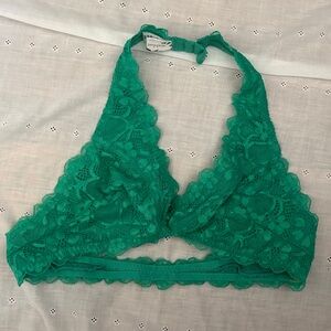Wishlist Emerald Green Floral Lace Triangle Bralette